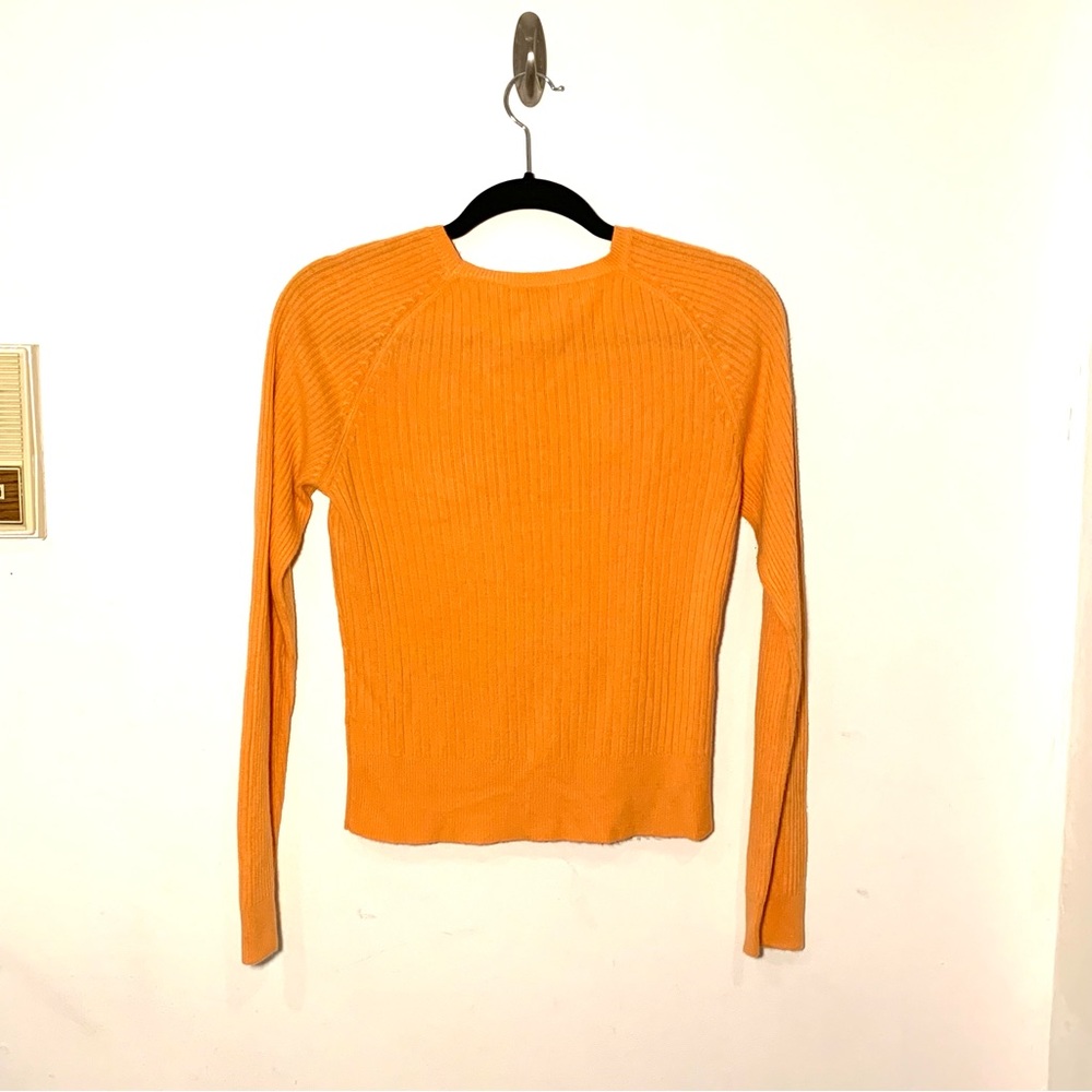 Bright orange vintage cable knit sweater - Picture 2 of 4
